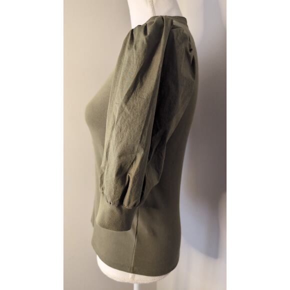 Veronica Beard basic Y2K style olive green button up polo - Picture 3 of 9